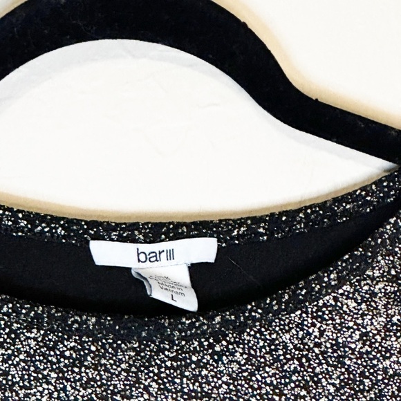 BAR‎ III Black Silver Peplum Blouse Sparkly Top Women’s L - Picture 4 of 5